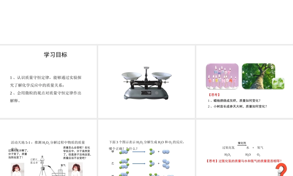 八年级化学全册 5.1《化学反应中的质量守恒》教学课件 （新版）鲁教版五四制-鲁教版五四级全册化学课件