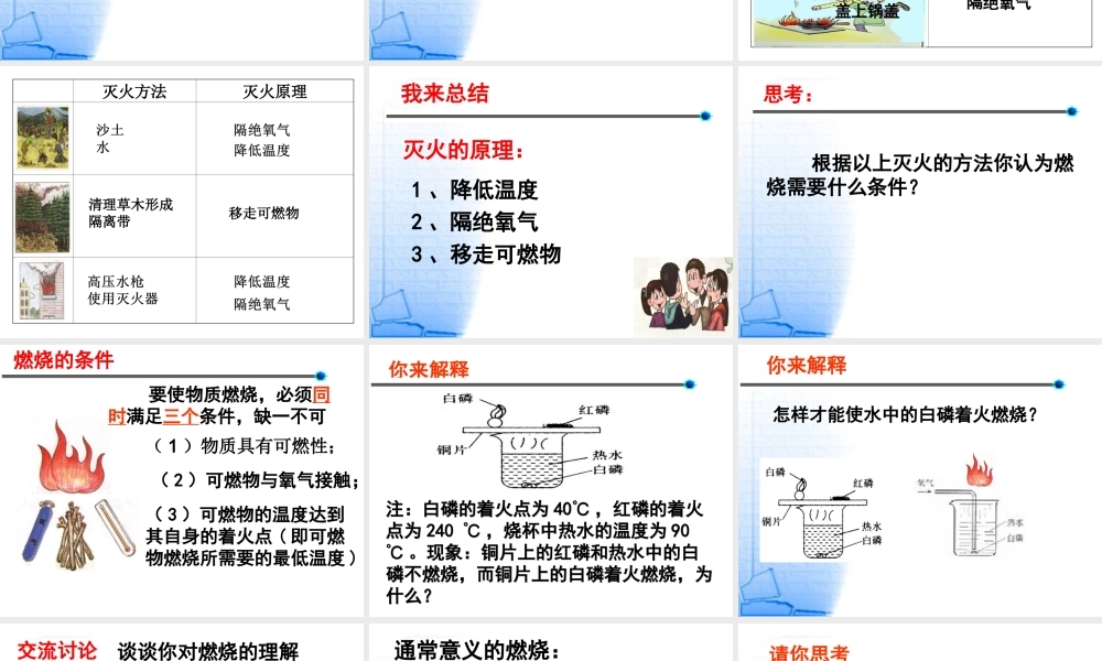 八年级化学全册 6.1 燃烧与灭火课件1 （新版）鲁教版五四制-鲁教版五四制初中八年级全册化学课件