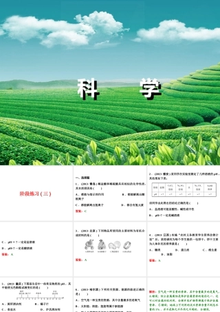【浙江新中考】2014中考科学总复习 第三篇 物质科学（二） 阶段练习（三）课件