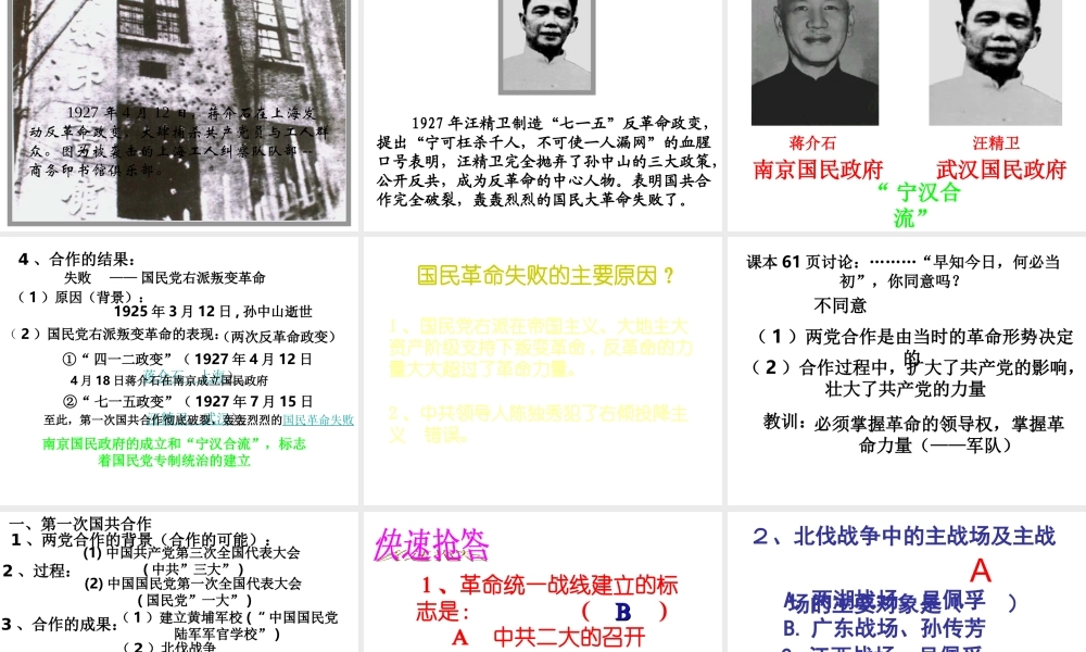 八年级历史上册 第12课 国民革命运动与南京国民政府的建立课件2 华东师大版-华东师大级上册历史课件