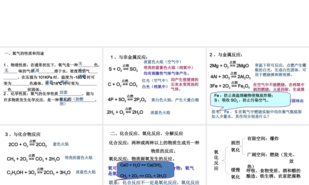 【备战2014】中考化学一轮复习 第2讲 氧气的性质和制备课件 新人教版