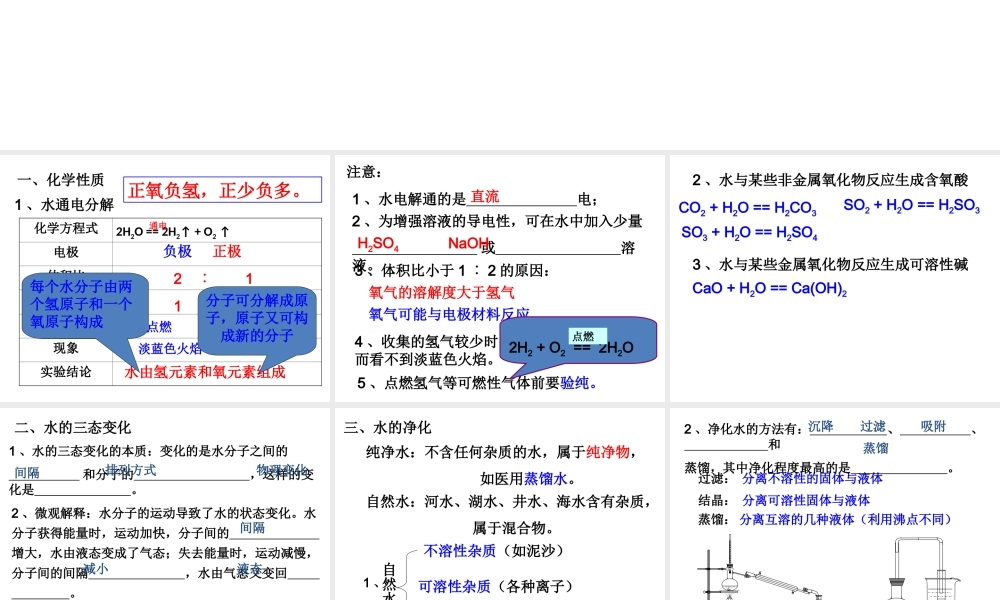 【备战2014】中考化学一轮复习 第3讲 自然界的水课件 新人教版