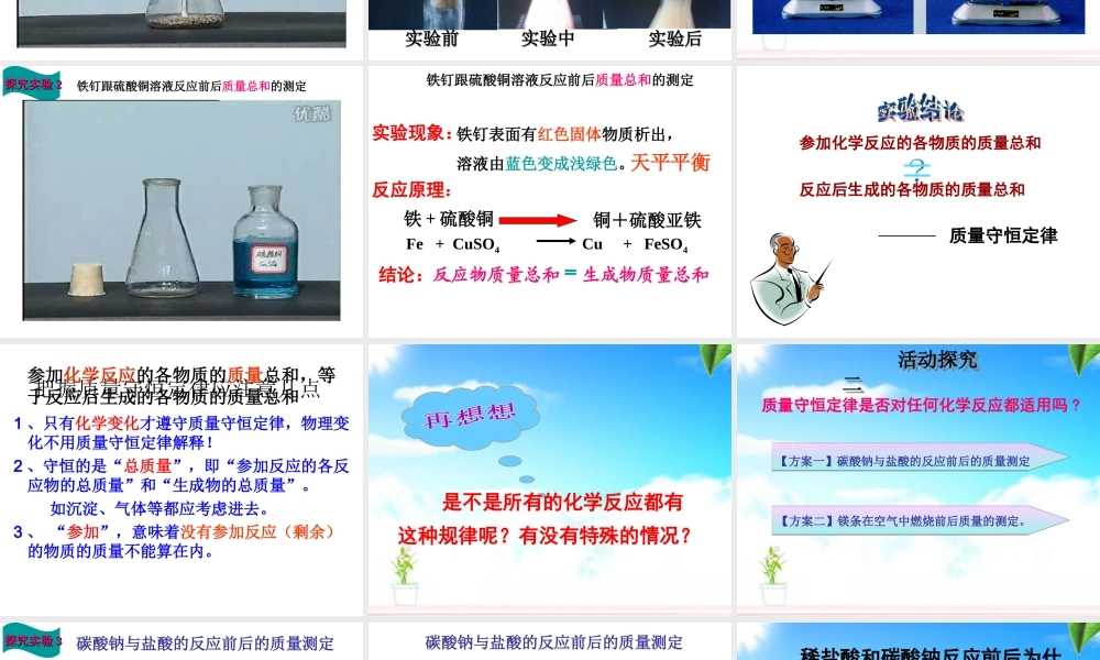 八年级化学全册 6.1 质量守恒定律课件 人教版五四制-旧人教版初中八年级全册化学课件