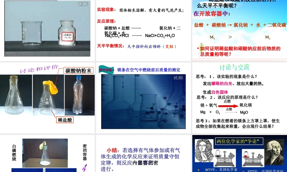 八年级化学全册 6.1 质量守恒定律课件 人教版五四制-旧人教级全册化学课件