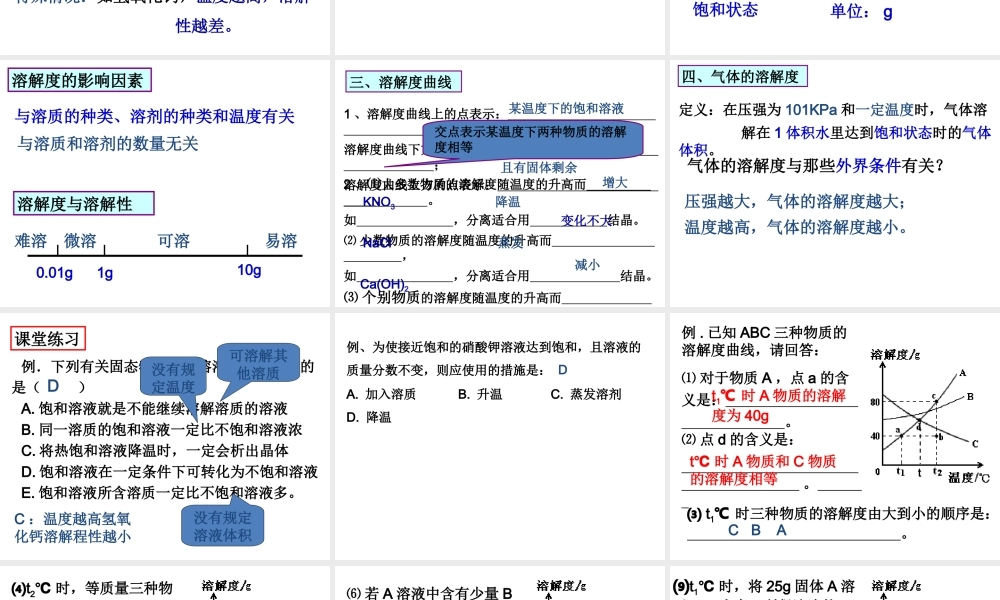【备战2014】中考化学一轮复习 第6讲 溶解度课件 新人教版