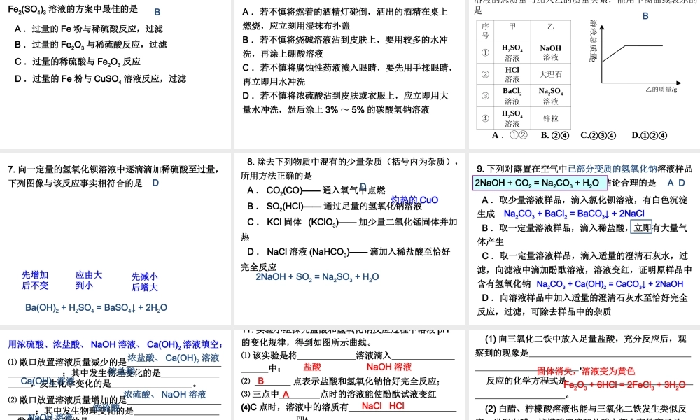 【备战2014】中考化学一轮复习 第11讲 常见的酸和碱课件 新人教版