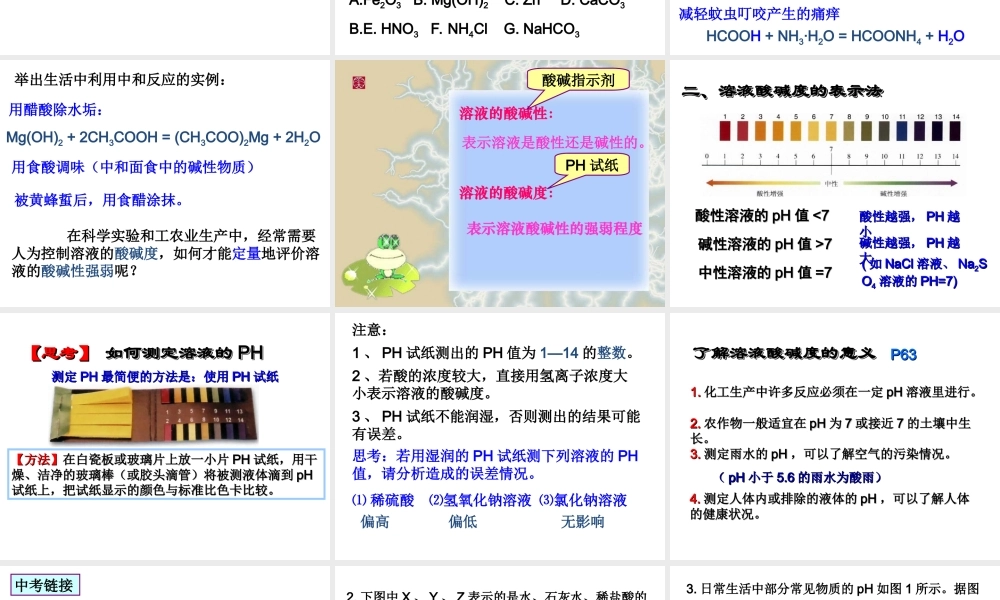 【备战2014】中考化学一轮复习 第12讲 中和反应与溶液的pH课件 新人教版