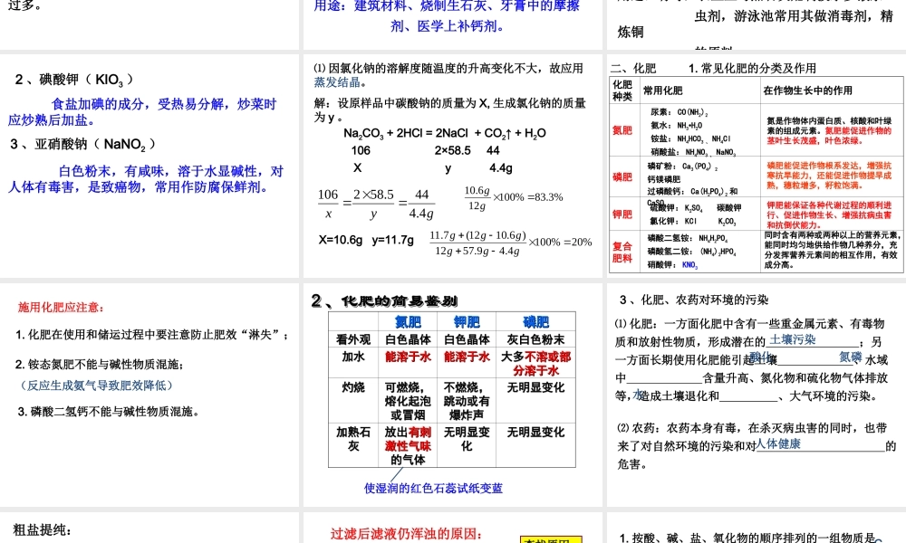 【备战2014】中考化学一轮复习 第13讲 常见的盐和化肥课件 新人教版