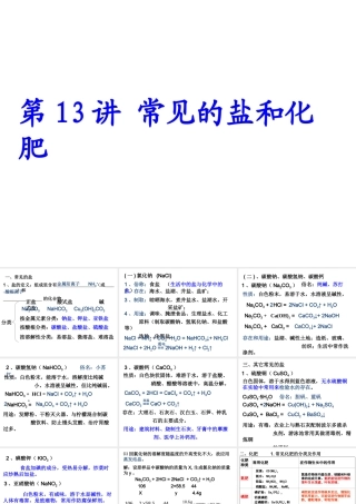【备战2014】中考化学一轮复习 第13讲 常见的盐和化肥课件 新人教版