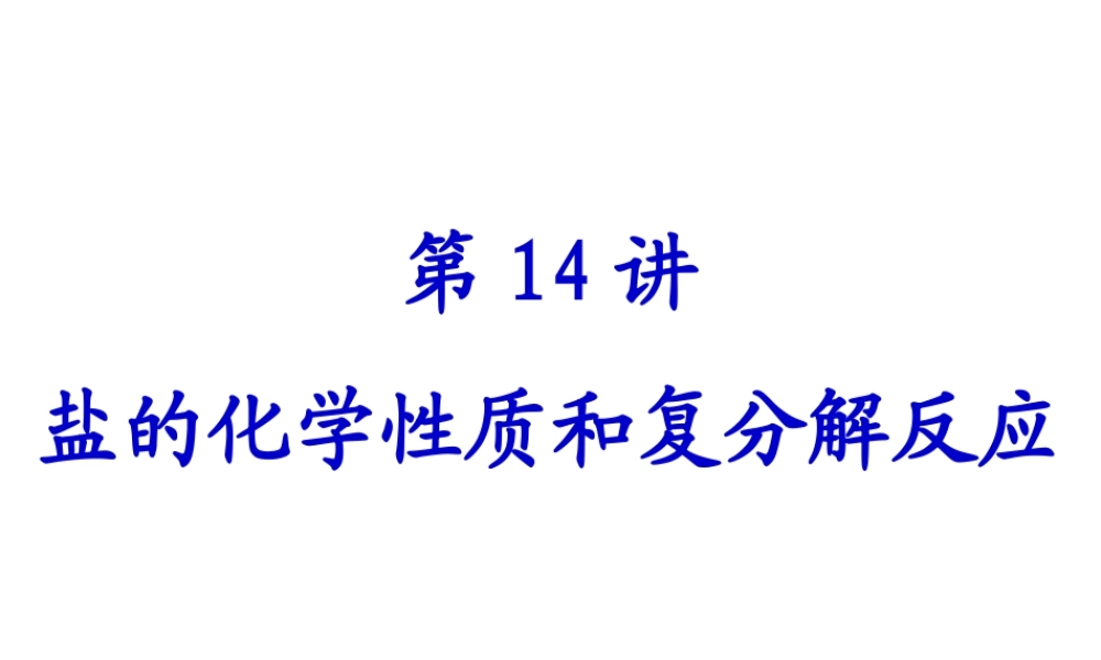 【备战2014】中考化学一轮复习 第14讲 盐的化学性质和复分解反应课件 新人教版