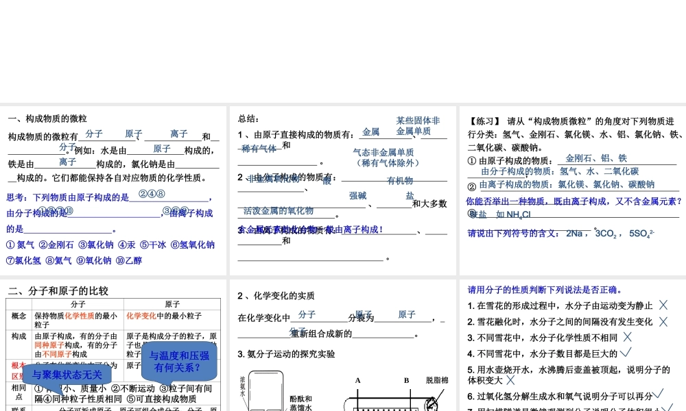 【备战2014】中考化学一轮复习 第15讲 物质的构成课件 新人教版