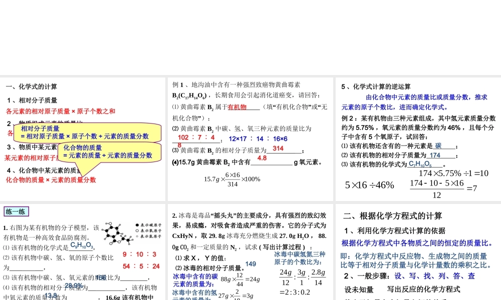 【备战2014】中考化学一轮复习 第20讲 有关化学式和化学方程式的计算课件 新人教版