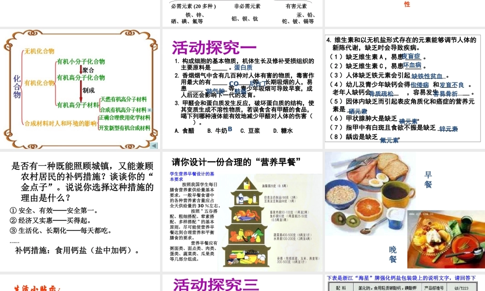 【备战2014】中考化学一轮复习 第22、23讲 化学与生活课件 新人教版