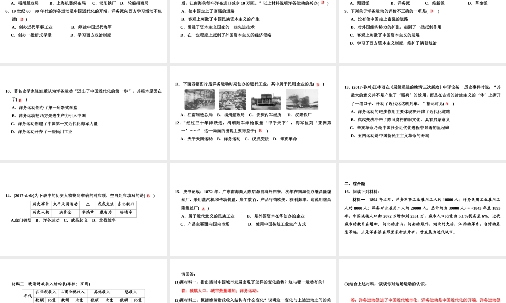 八年级历史上册 第1单元 民族危机与晚清时期的救亡运动 第4课 洋务运动课件 北师大版-北师大级上册历史课件