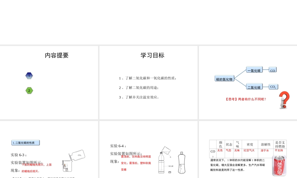 八年级化学全册 7.3《二氧化碳和一氧化碳》教学课件 人教版五四制-旧人教级全册化学课件
