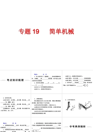 【备战2014】中考科学总复习 第二部分 物质科学（一）专题19 简单机械（含13年中考典例）课件 浙教版