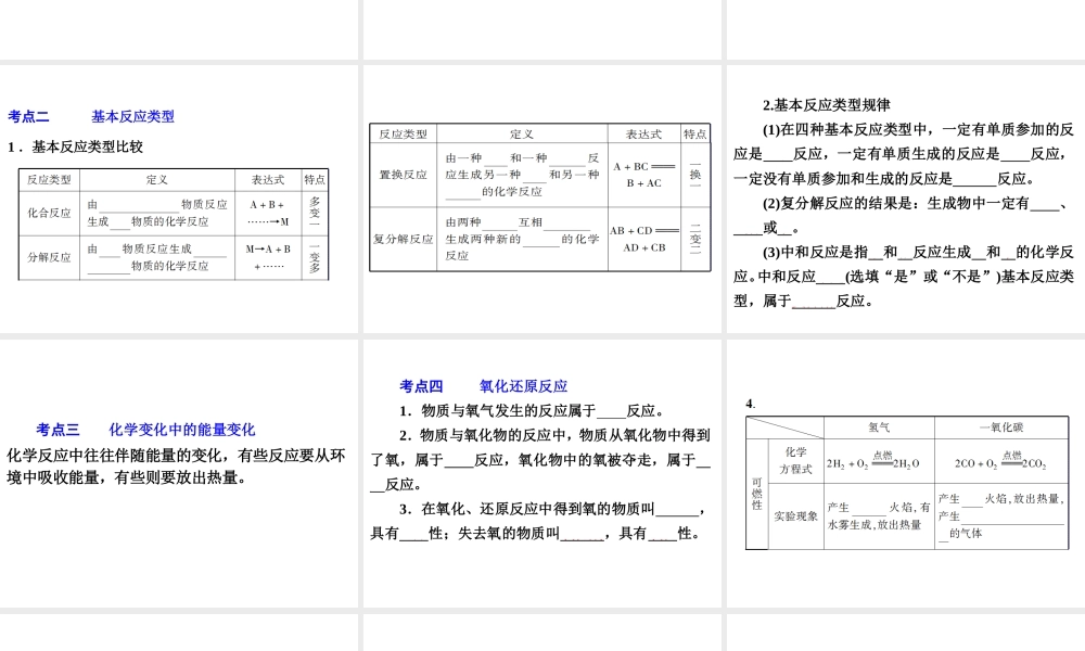 【备战2014】中考科学总复习 第三部分 物质科学（二）专题29 物质的变化和化学反应类型（含13年中考典例）课件 浙教版
