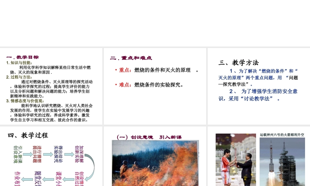 八年级化学全册 第六单元 第1节《燃烧与灭火》说课课件 （新版）鲁教版五四制-鲁教版五四制初中八年级全册化学课件