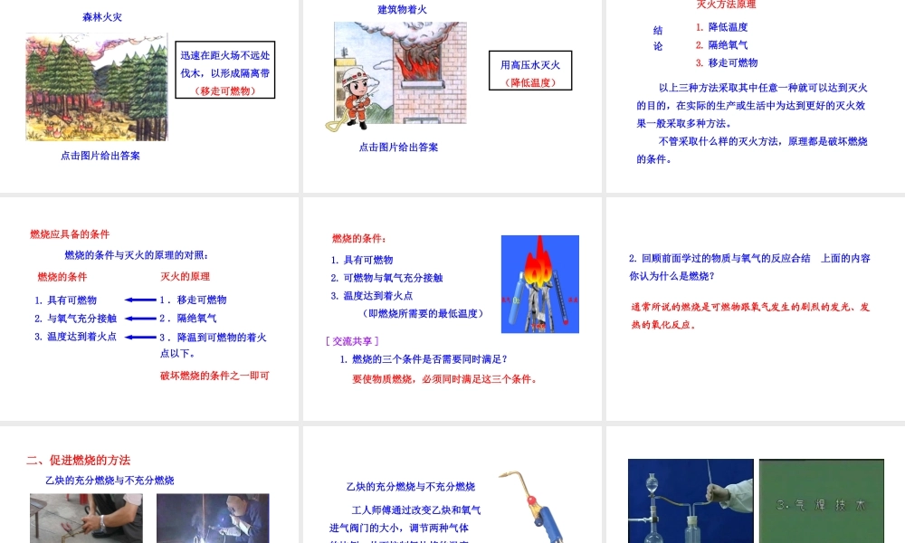 八年级化学全册 第六单元 第一节 燃烧与灭火课件 鲁教版五四制