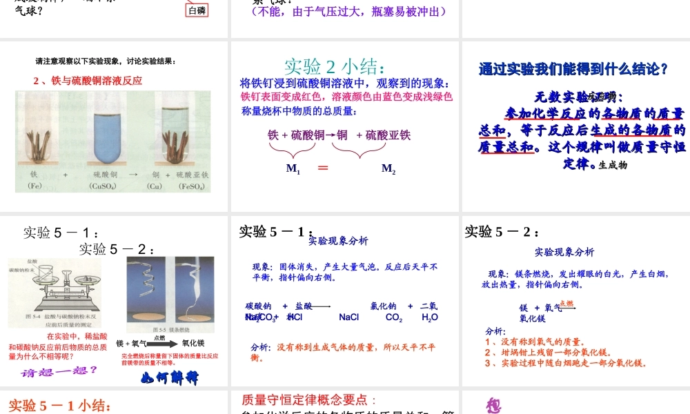 八年级化学全册 第六单元 课题1 质量守恒定律教学课件 人教版五四制-旧人教版初中八年级全册化学课件