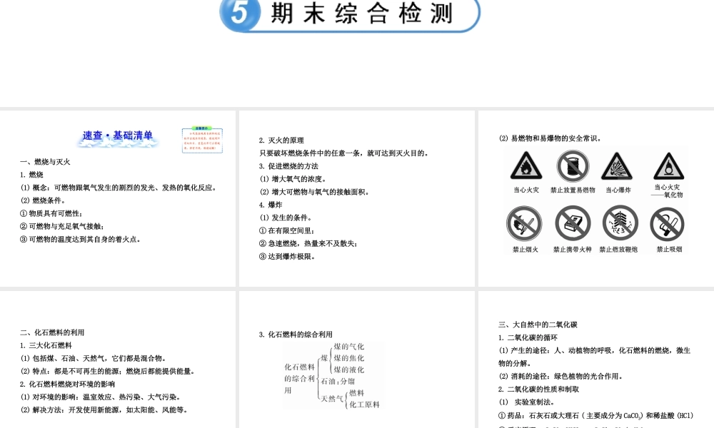 八年级化学全册 第六单元 燃烧与燃料单元复习课课件 鲁教版五四制