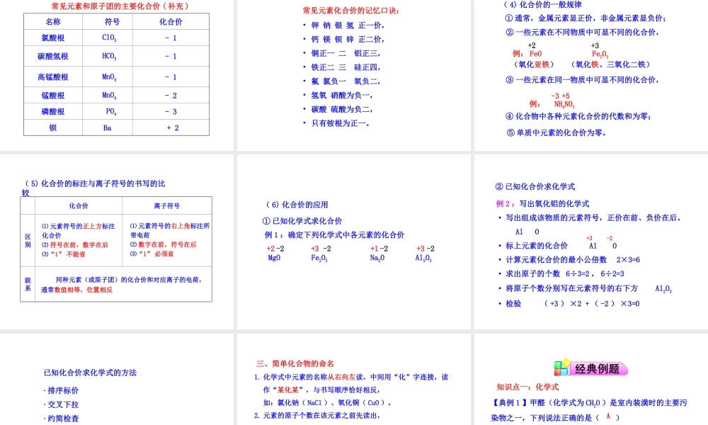 八年级化学全册 第三单元 第三节 物质组成的表示（第1课时）化学式与化合价课件 鲁教版五四制