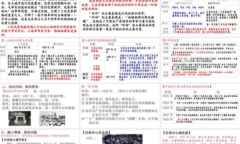 八年级历史上册 期末复习 第五单元 从国共合作到国共对峙复习课件 新人教版-新人教版初中八年级上册历史课件