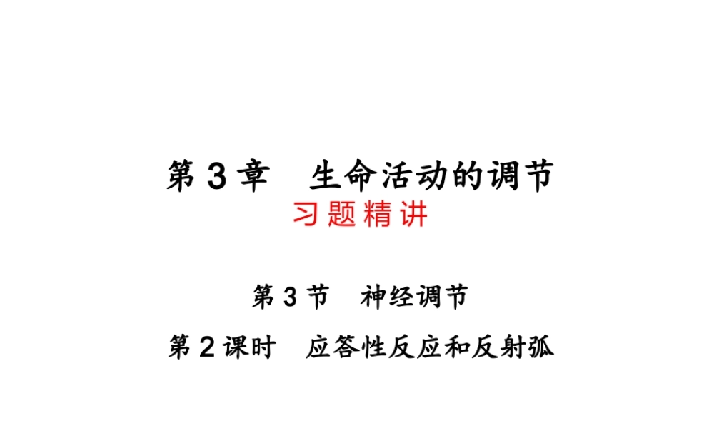 【四清导航】2014年秋八年级科学上册 第三章 第3节 第2课时 应答性反应和反射弧课件 浙教版