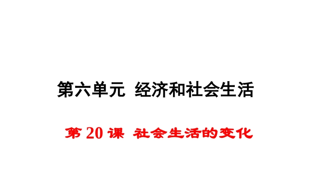 八年级历史上册 第20课 社会生活的变化课件2 新人教版-新人教版初中八年级上册历史课件