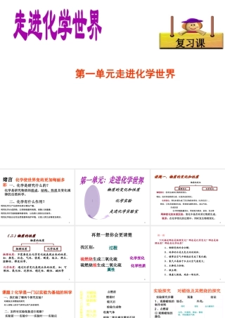 八年级化学全册 第一单元 走进化学世界复习课件 人教版五四制-旧人教级全册化学课件