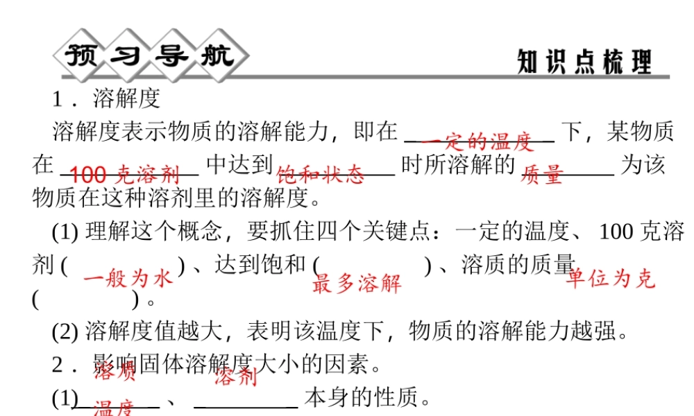 【四清导航】2014年秋八年级科学上册 第一章 第5节 物质的溶解（第3课时）课件 浙教版