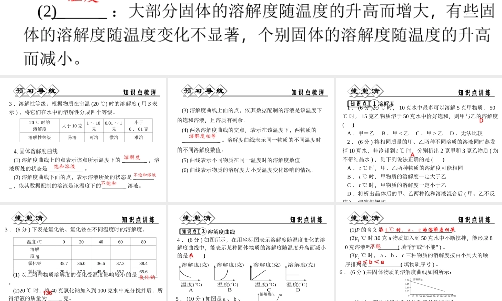 【四清导航】2014年秋八年级科学上册 第一章 第5节 物质的溶解（第3课时）课件 浙教版