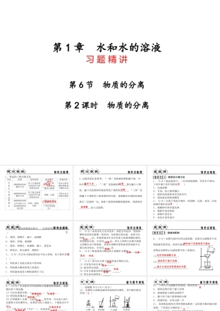 【四清导航】2014年秋八年级科学上册 第一章 第6节 第2课时 物质的分离课件 浙教版