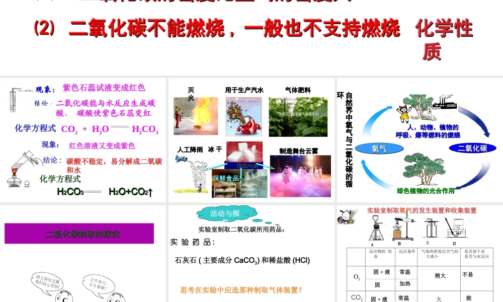 八年级化学上册 二氧化碳的制取及装置的探究课件 粤教版