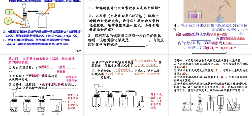 八年级化学上册 二氧化碳的制取及装置的探究课件 粤教版