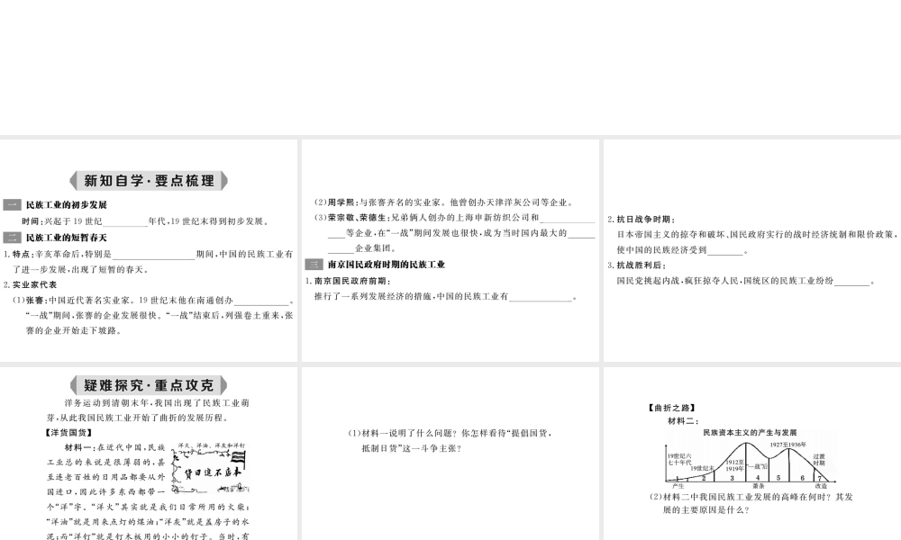 八年级历史上册 第21课 民族工业的曲折发展课件 岳麓版-岳麓版初中八年级上册历史课件