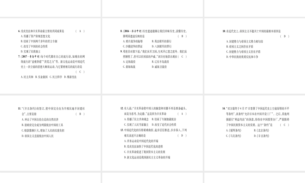 八年级历史上册 期中达标测试卷课件 岳麓版-岳麓版初中八年级上册历史课件