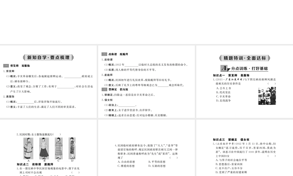 八年级历史上册 第21课 社会习俗的变化课件2 华东师大版-华东师大版初中八年级上册历史课件