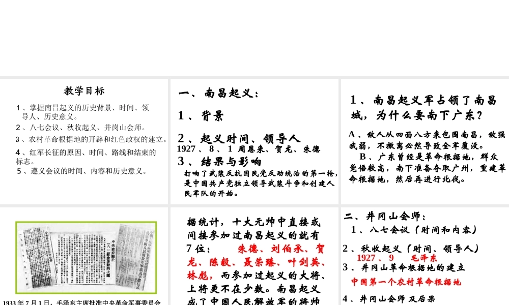 八年级历史上册 第13课 红色政权的创建和红军长征课件1 华东师大版-华东师大级上册历史课件