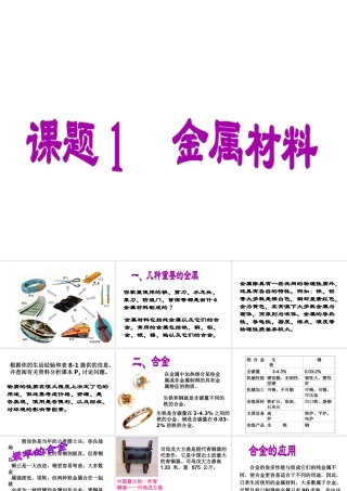 【四清导航】2015春九年级化学下册 第8单元 课题1 金属材料课件 （新版）新人教版