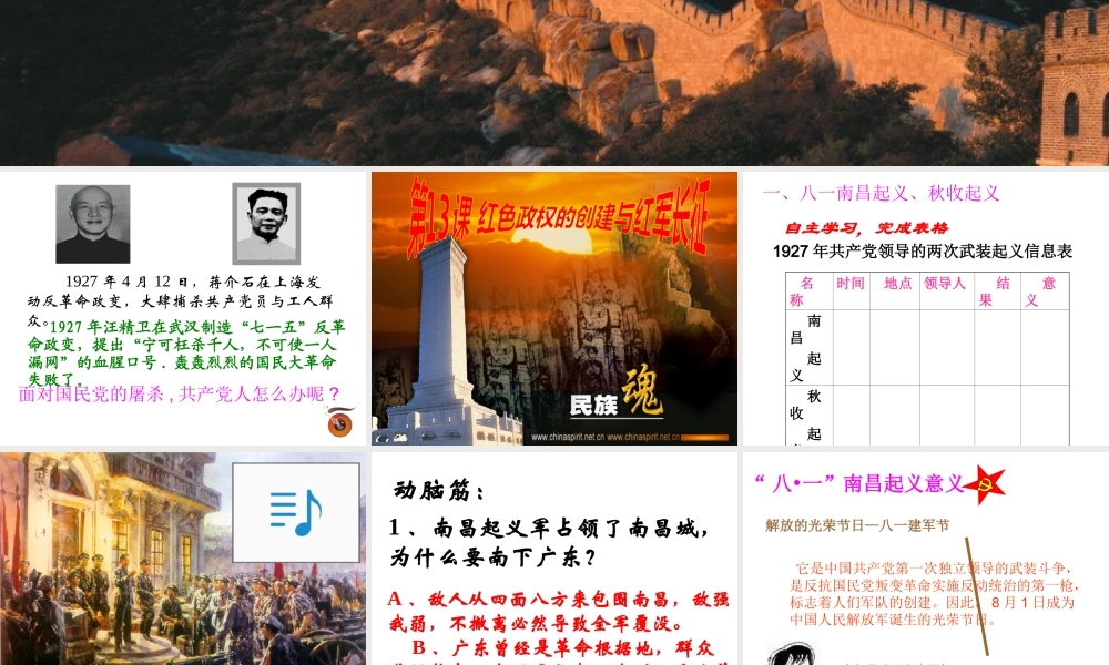 八年级历史上册 第13课 红色政权的创建和红军长征课件2 华东师大版-华东师大级上册历史课件