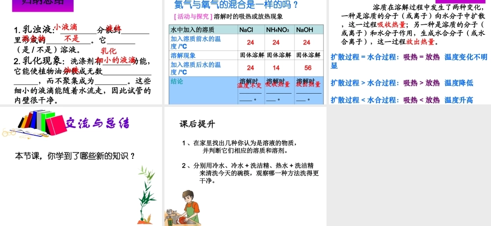【四清导航】2015春九年级化学下册 第9单元 课题1 溶液的形成课件 （新版）新人教版