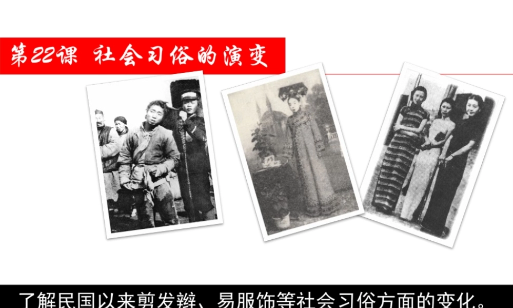 八年级历史上册 第22课 社会习俗的演变课件 北师大版-北师大版初中八年级上册历史课件