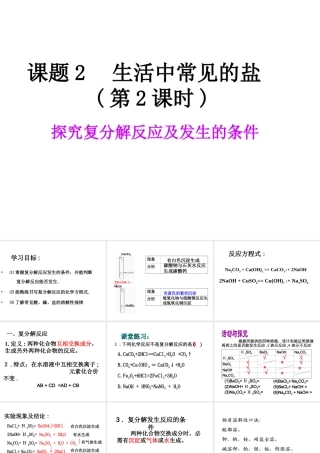 【四清导航】2015春九年级化学下册 第11单元 课题1 生活中常见的盐课件 （新版）新人教版