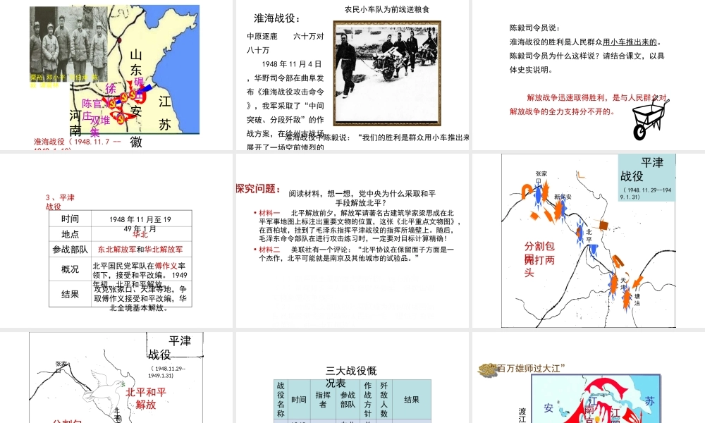 八年级历史上册 22《三大战役与全国解放》课件 岳麓版-岳麓级上册历史课件