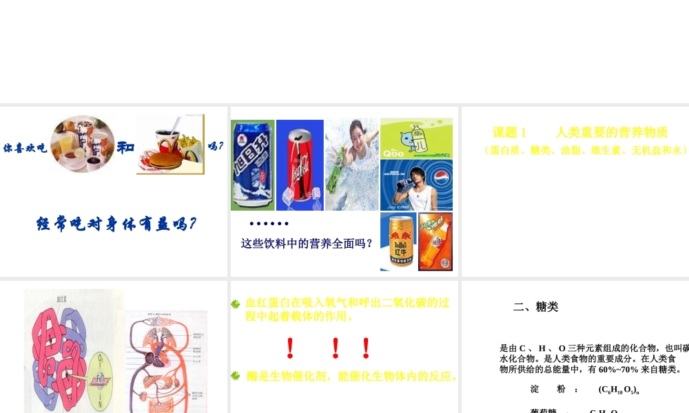 【四清导航】2015春九年级化学下册 第12单元 化学与生活课件1 （新版）新人教版