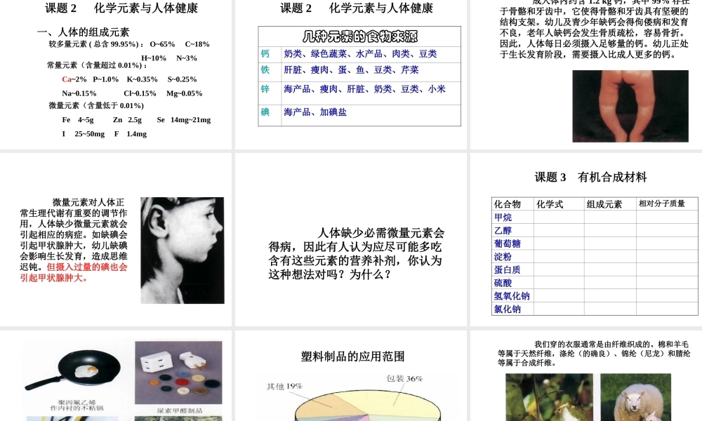 【四清导航】2015春九年级化学下册 第12单元 化学与生活课件2 （新版）新人教版