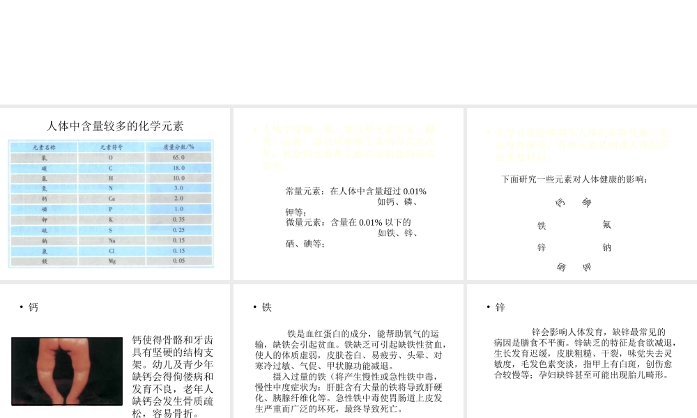 【四清导航】2015春九年级化学下册 第12单元 课题2 化学元素与人体健康课件1 （新版）新人教版
