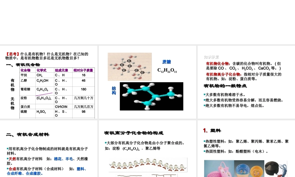 【四清导航】2015春九年级化学下册 第12单元 课题3 有机合成材料课件 （新版）新人教版