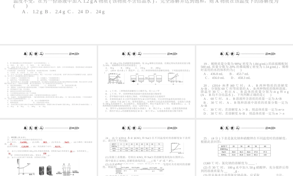 【四清导航】2015春九年级化学下册 第八单元 单元清二精讲课件 （新版）新人教版